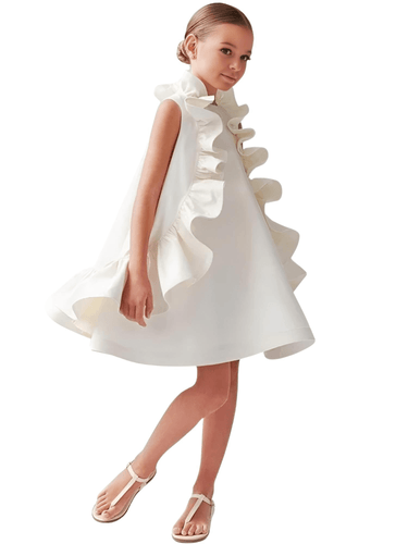 Girl's White Sleeveless Dress Children's White Leaf Dress Birthday Wedding Baby Baptism Boutique Dress, Drestiny, Dresses, Knee Length Dresses, White Dress, Sleeveless, 3T, 5T, 4T, 6-7T, 8-9T, White, United States, USA, Canada, Australia, New Zealand, United Kingdom, UK, girls white summer dress, white sleeveless dress for girls, girls white party dress, girl's, 
 shopdrestiny.com,